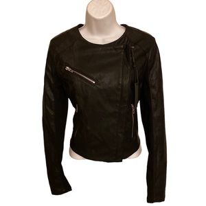 BlankNYC Black Faux Leather Moto Jacket Size Small